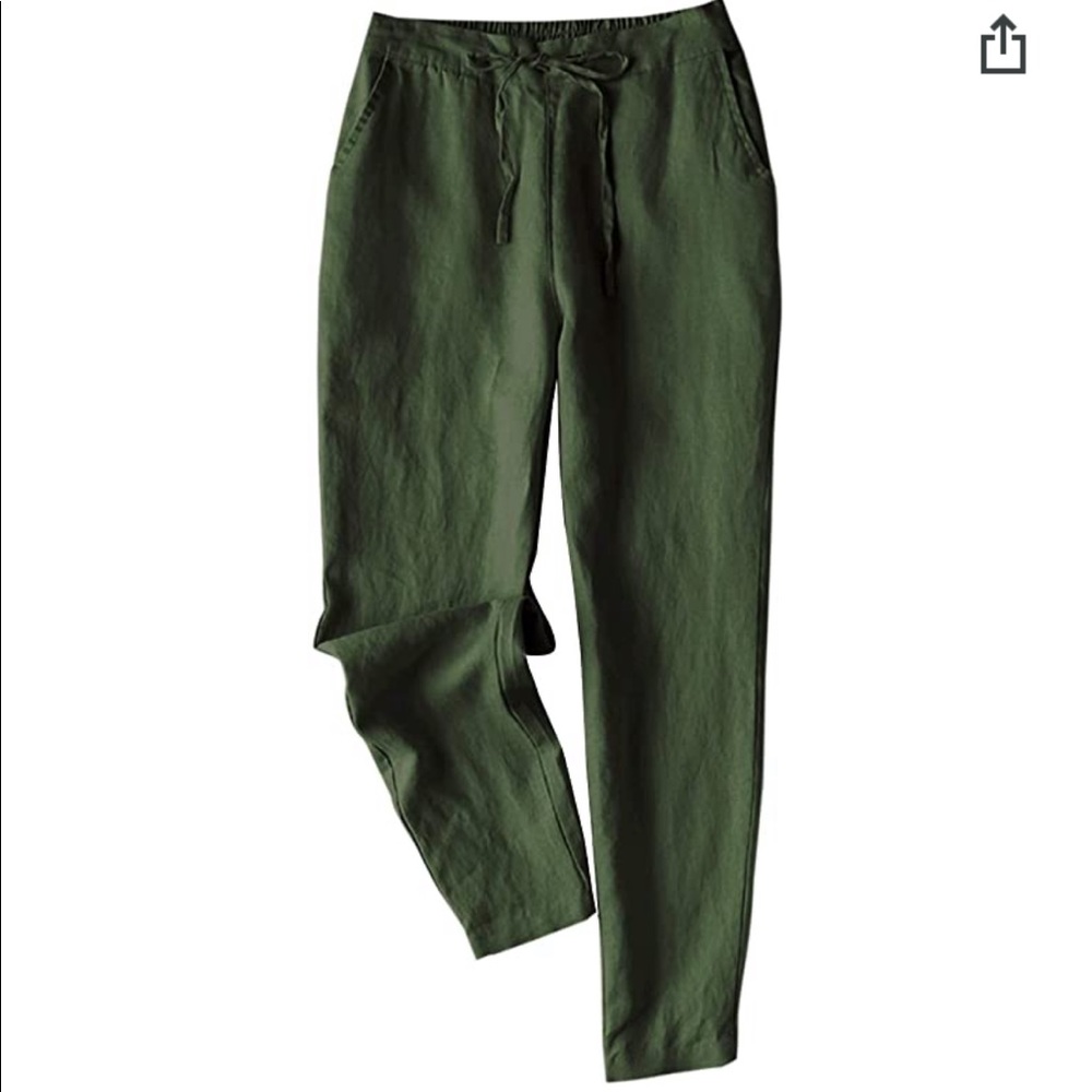 IXIMO Army Green Linen Pants